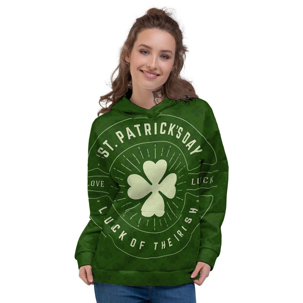 Saint Patrick's Day Irish Clover Print Women's Hoodie-grizzshop