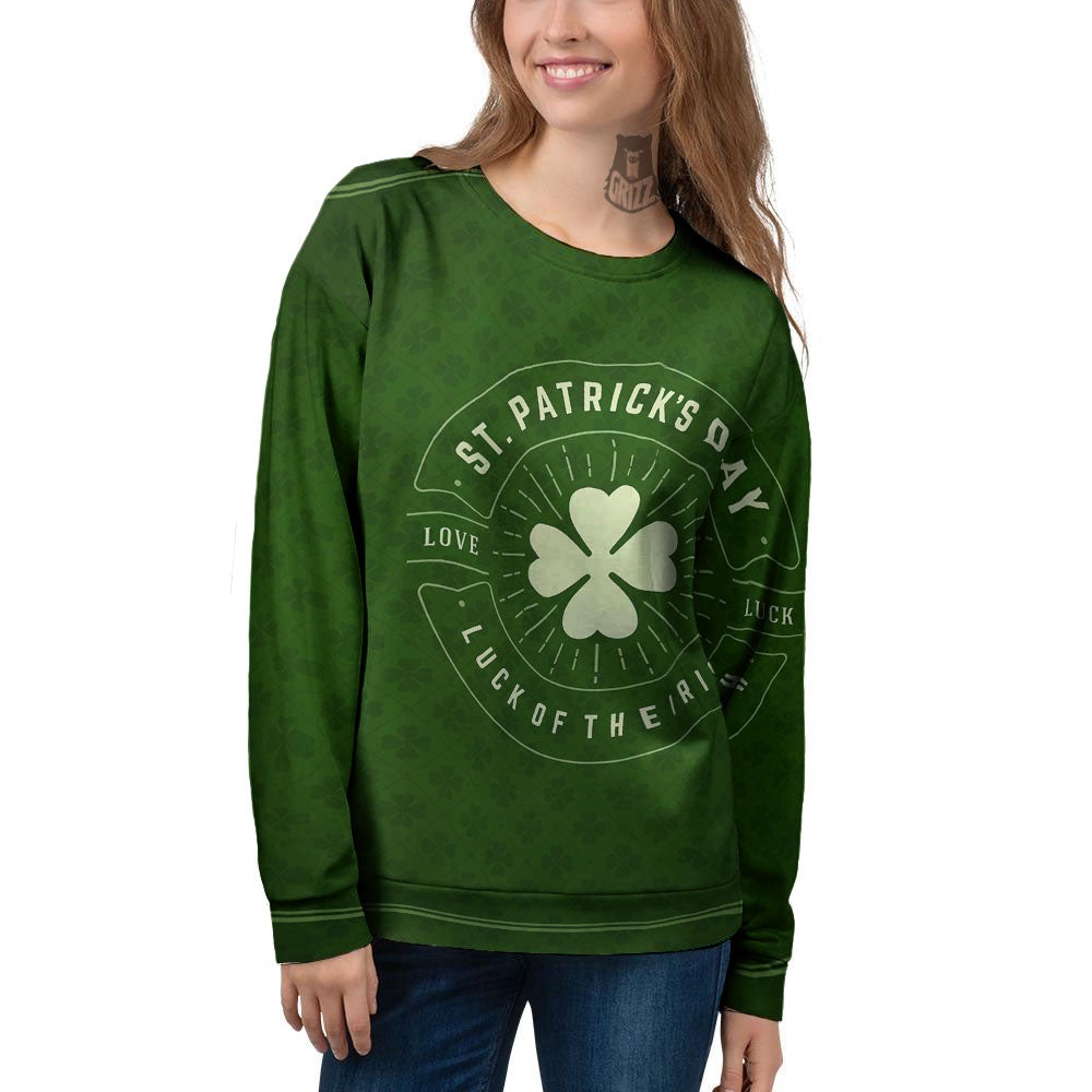 Saint Patrick's Day Irish Clover Print Women's Sweatshirt-grizzshop