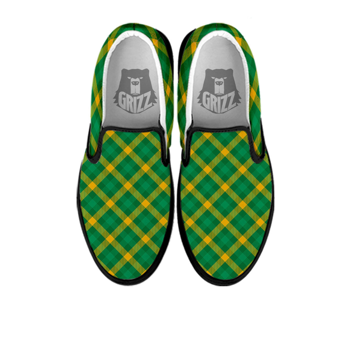 Saint Patrick's Day Irish Plaid Print Black Slip On Shoes-grizzshop