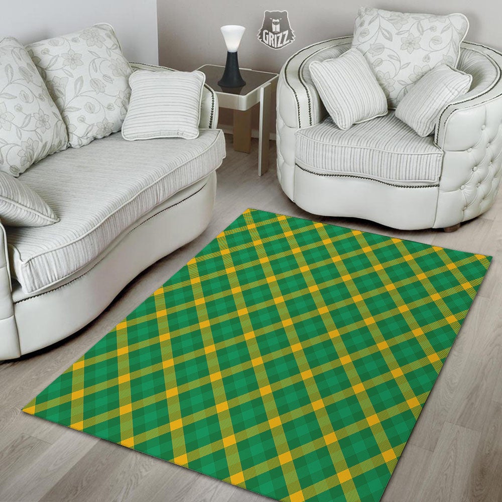 Saint Patrick's Day Irish Plaid Print Floor Mat-grizzshop