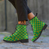 Saint Patrick's Day Irish Plaid Print Leather Boots-grizzshop