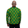 Saint Patrick's Day Irish Plaid Print Men's Bomber Jacket-grizzshop