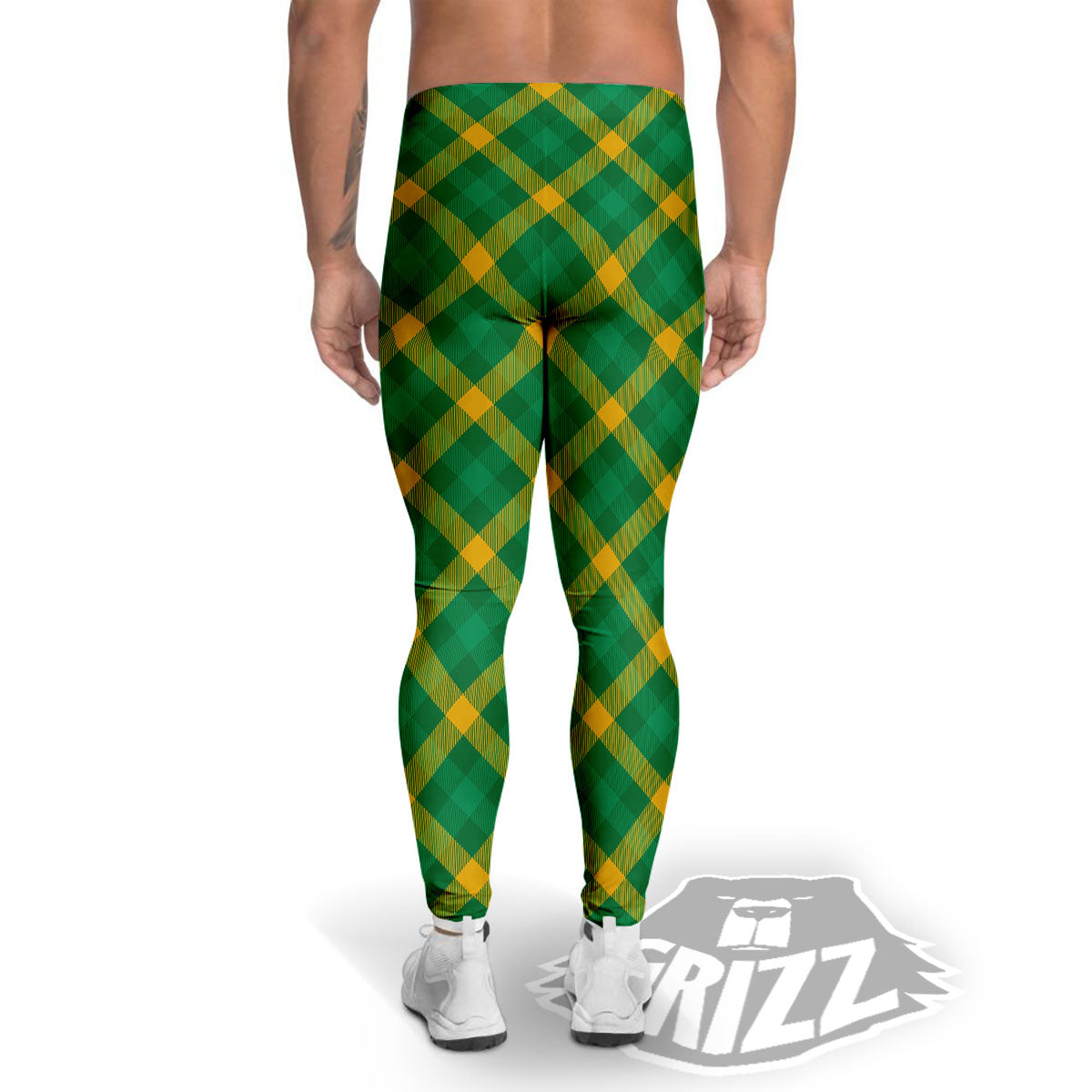 Saint Patrick's Day Irish Plaid Print Men's Leggings-grizzshop