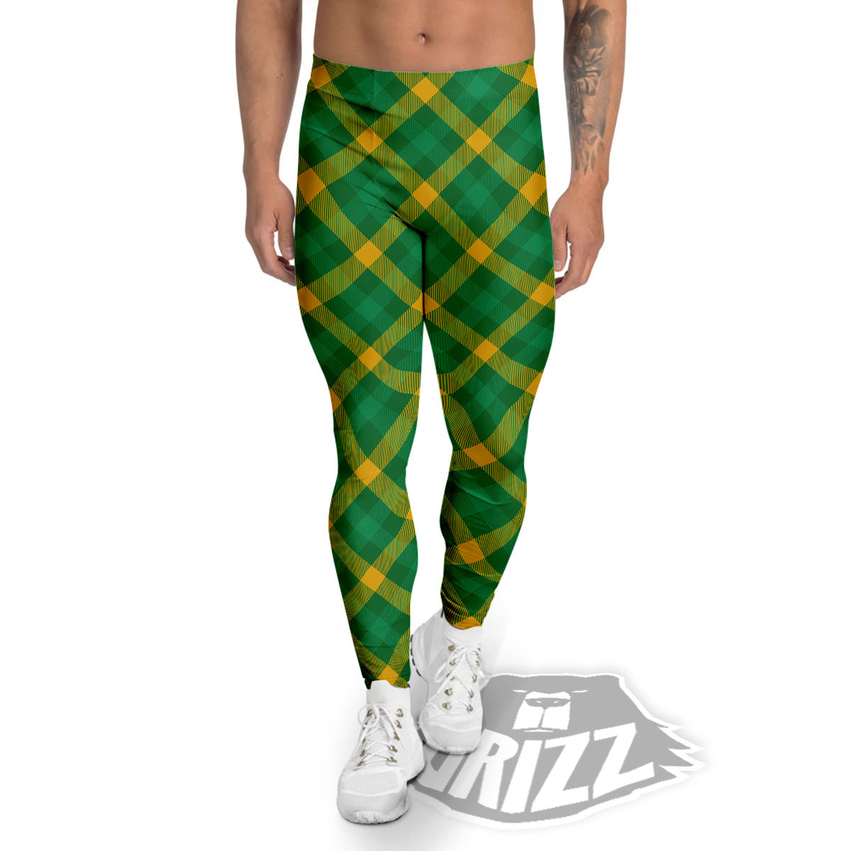 Saint Patrick's Day Irish Plaid Print Men's Leggings-grizzshop