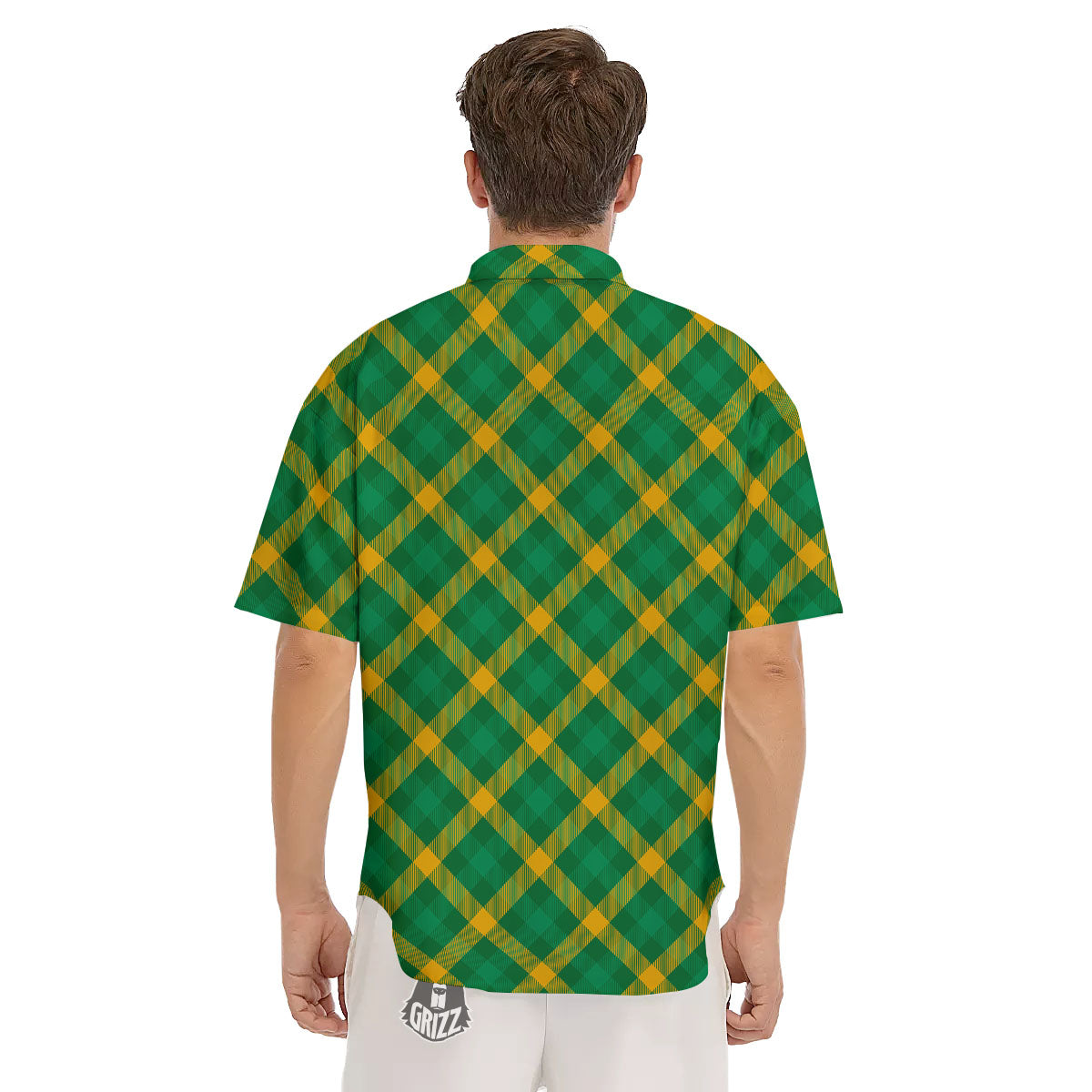 Saint Patrick's Day Irish Plaid Print Men's Short Sleeve Shirts-grizzshop