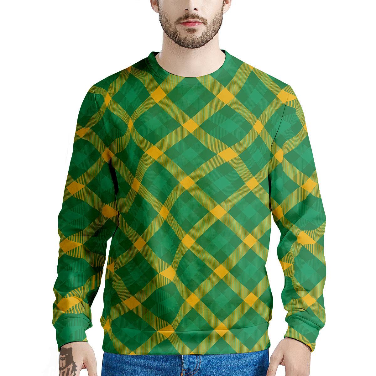 Saint Patrick's Day Irish Plaid Print Men's Sweatshirt-grizzshop