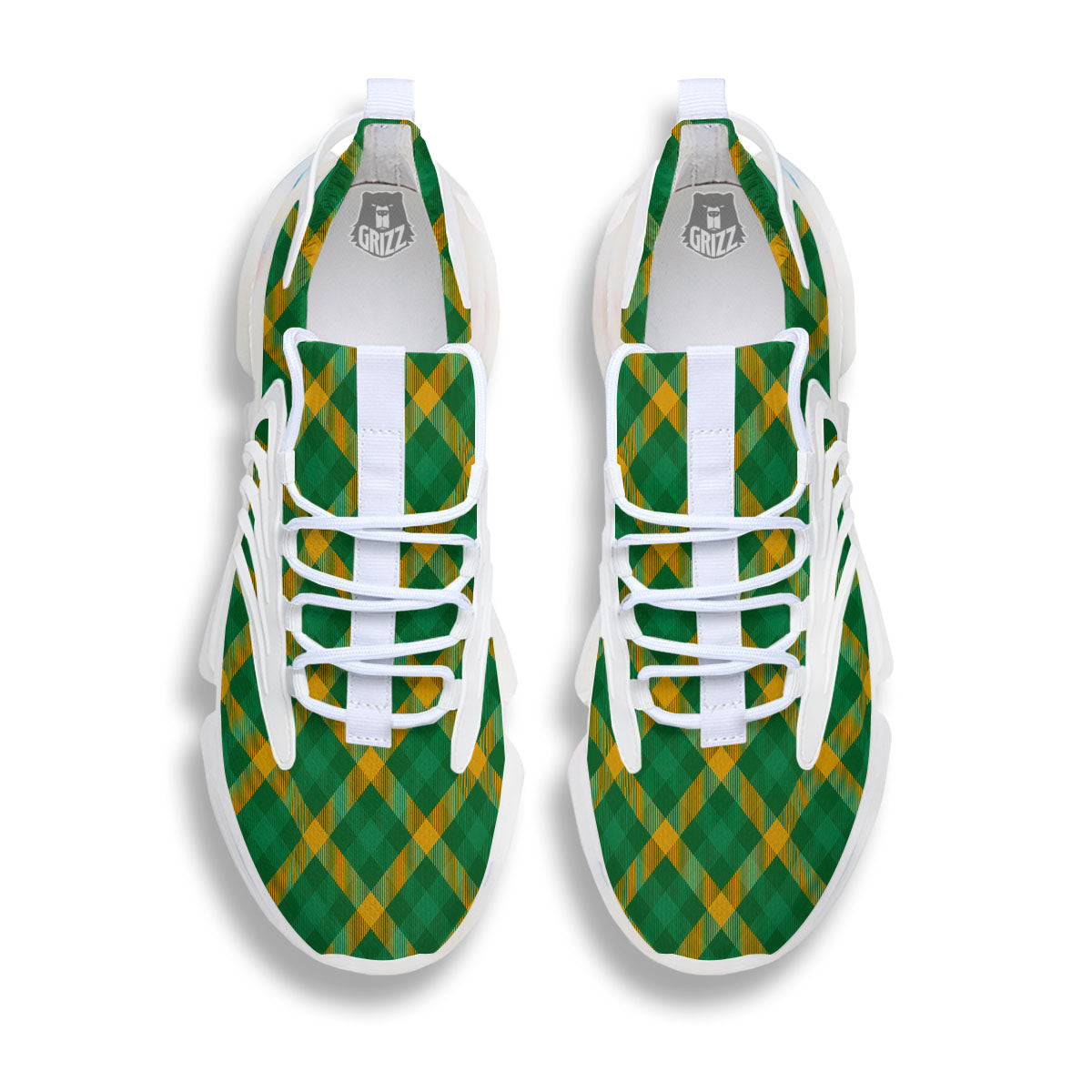 Saint Patrick's Day Irish Plaid Print White Gym Shoes-grizzshop