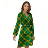 Saint Patrick's Day Irish Plaid Print Women's Robe-grizzshop