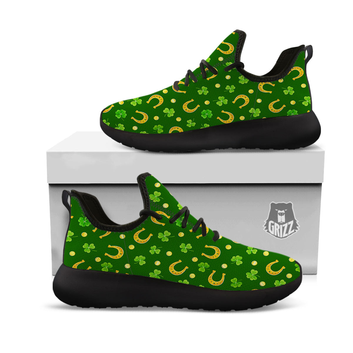 Saint Patrick's Day Irish Print Pattern Black Athletic Shoes-grizzshop