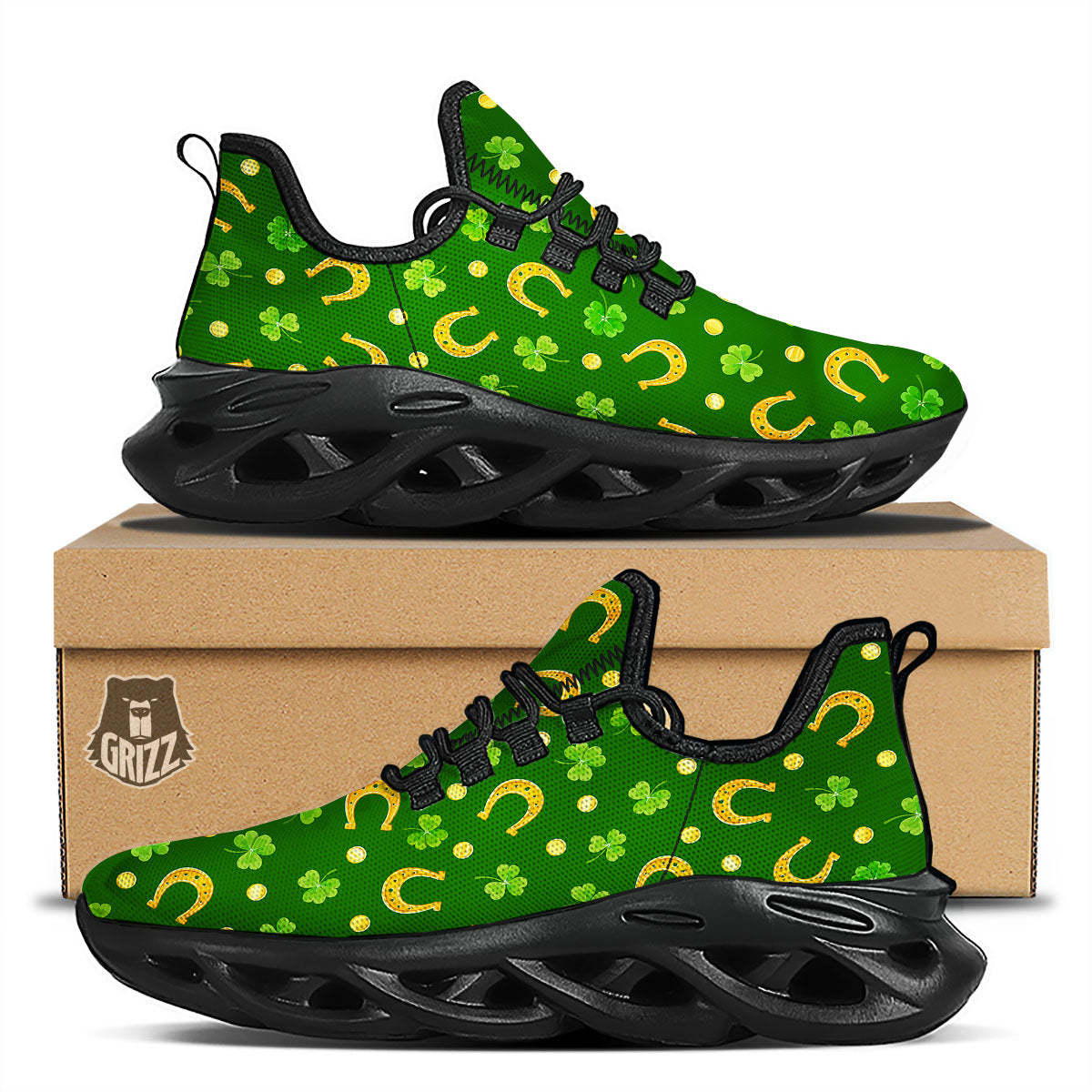 Saint Patrick's Day Irish Print Pattern Black Running Shoes-grizzshop