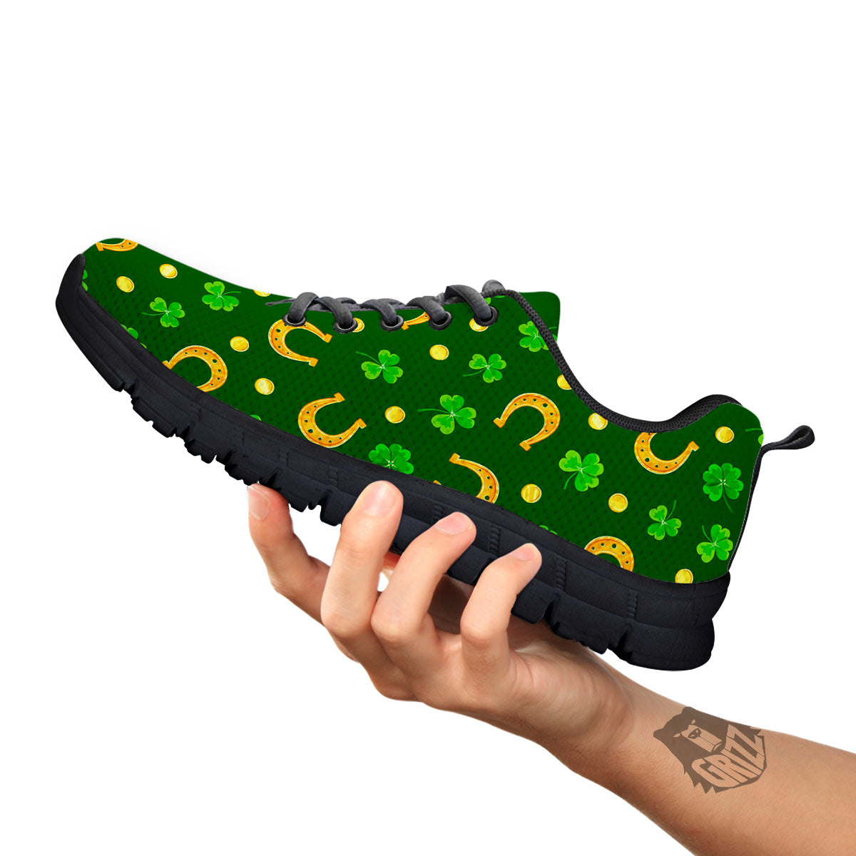 Saint Patrick's Day Irish Print Pattern Black Sneaker-grizzshop