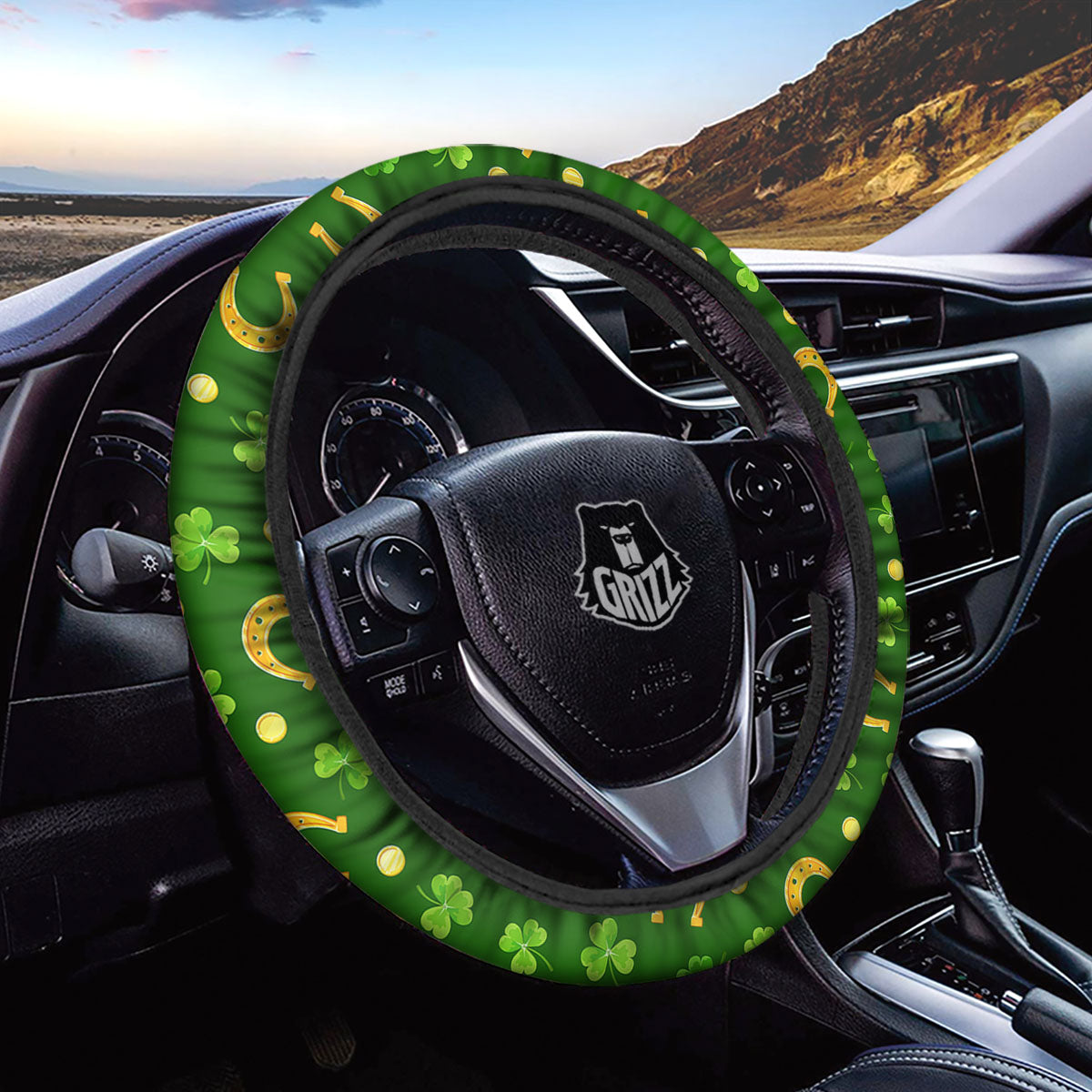 Saint Patrick's Day Irish Print Pattern Car Steering Wheel Cover-grizzshop