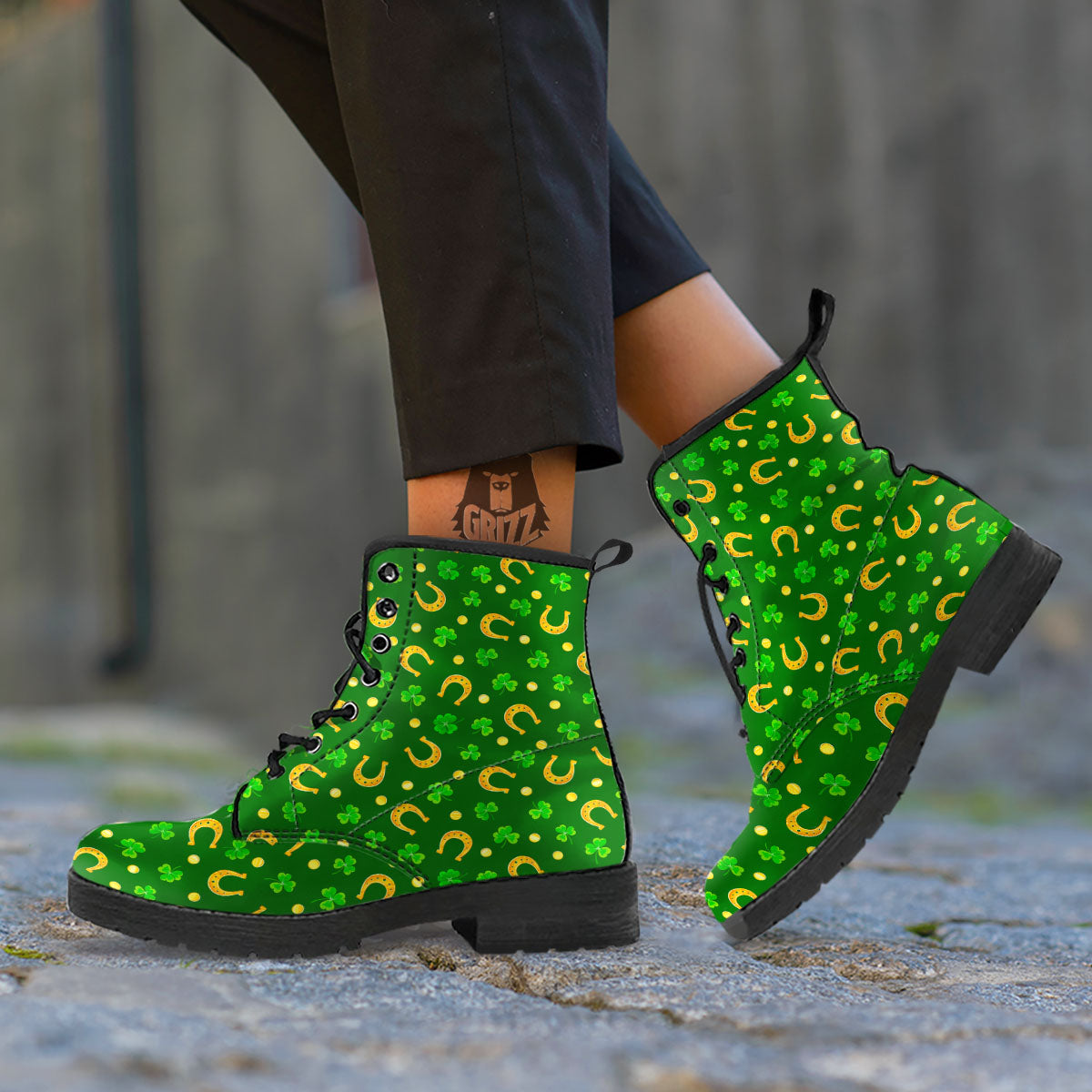 Saint Patrick's Day Irish Print Pattern Leather Boots-grizzshop