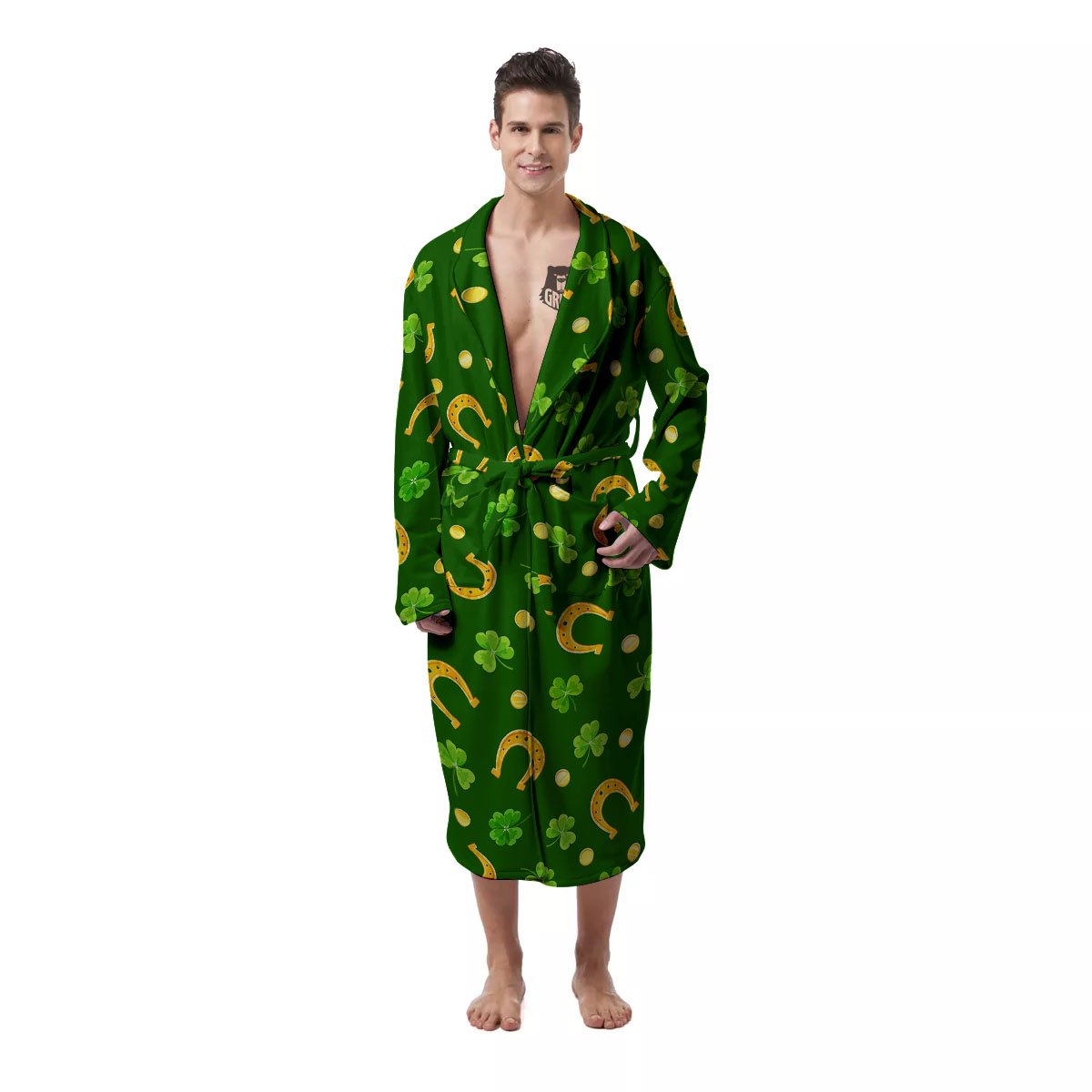 Saint Patrick's Day Irish Print Pattern Men's Robe-grizzshop