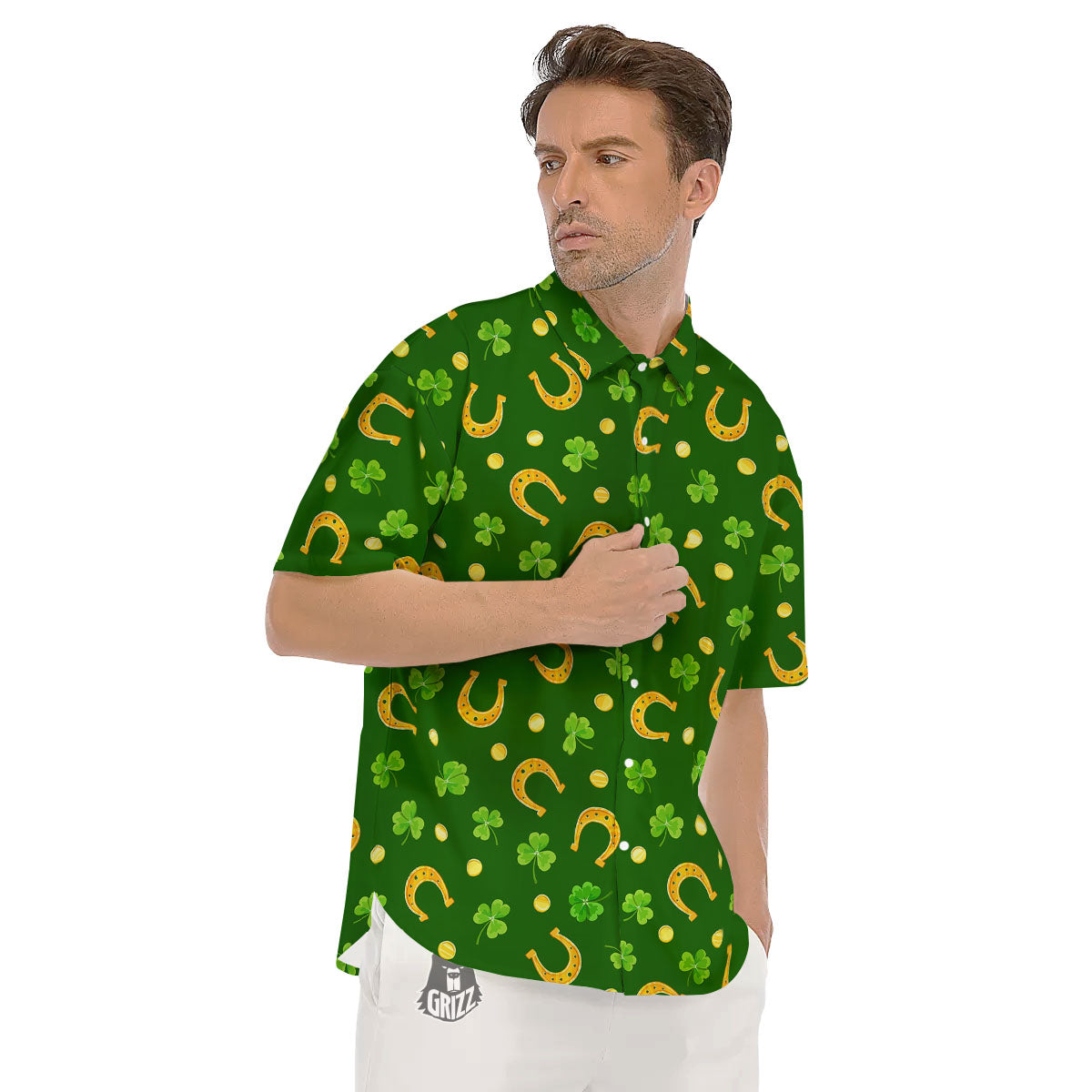 Saint Patrick's Day Irish Print Pattern Men's Short Sleeve Shirts-grizzshop