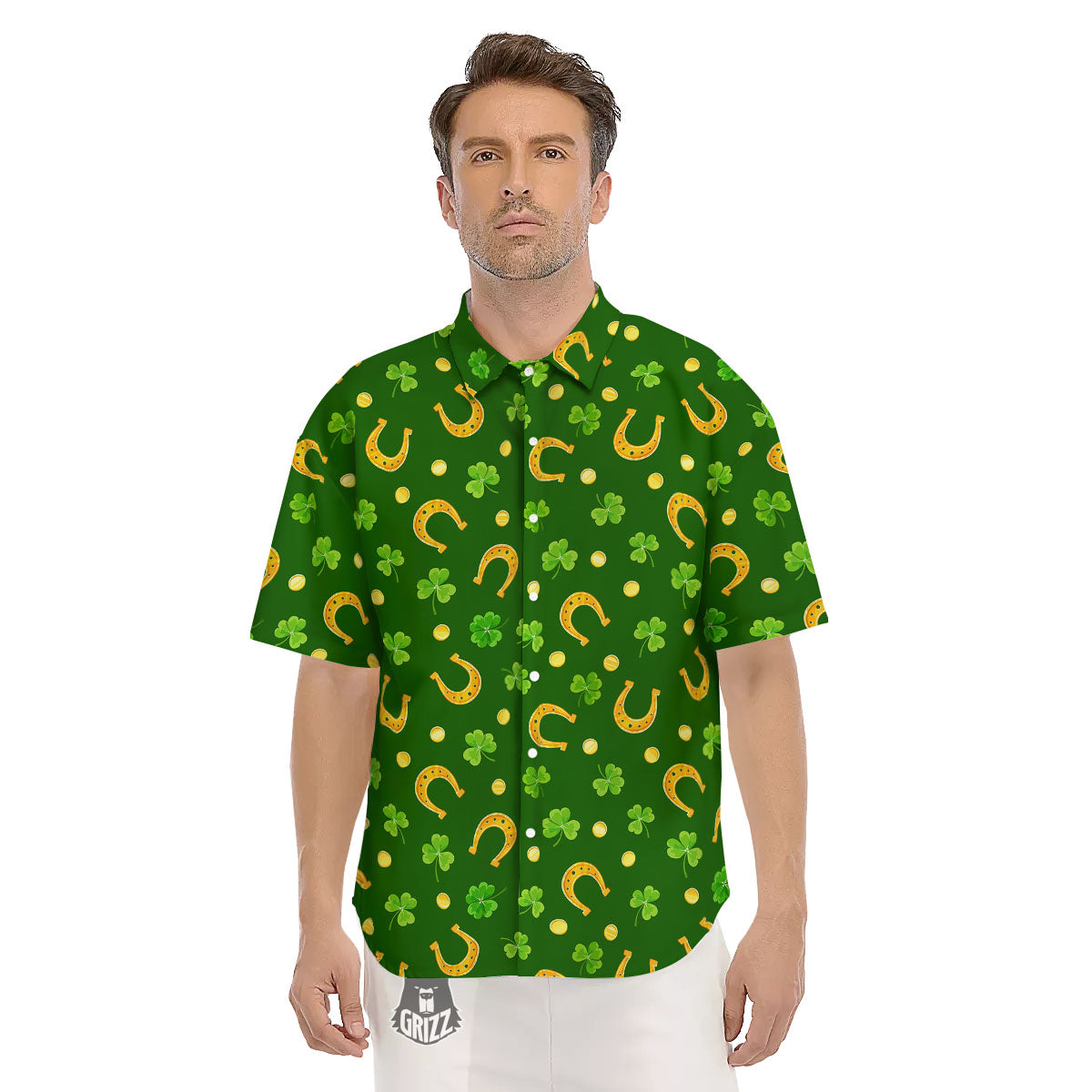 Saint Patrick's Day Irish Print Pattern Men's Short Sleeve Shirts-grizzshop