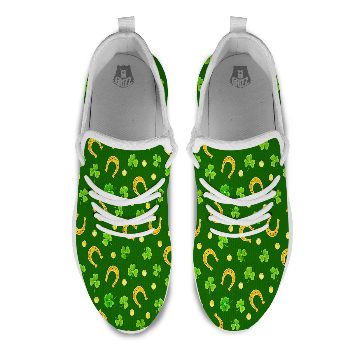 Saint Patrick's Day Irish Print Pattern White Athletic Shoes-grizzshop