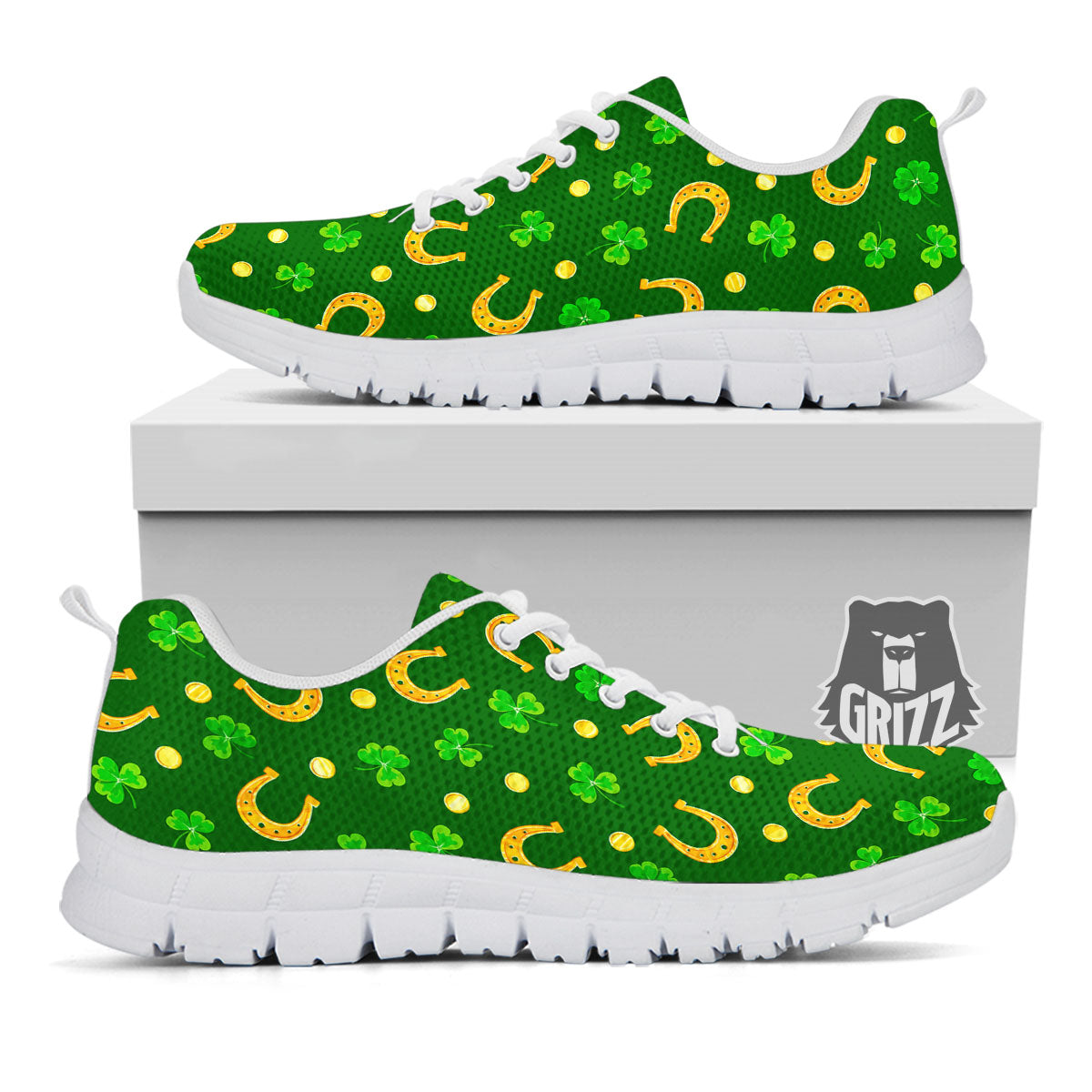 Saint Patrick's Day Irish Print Pattern White Sneaker-grizzshop