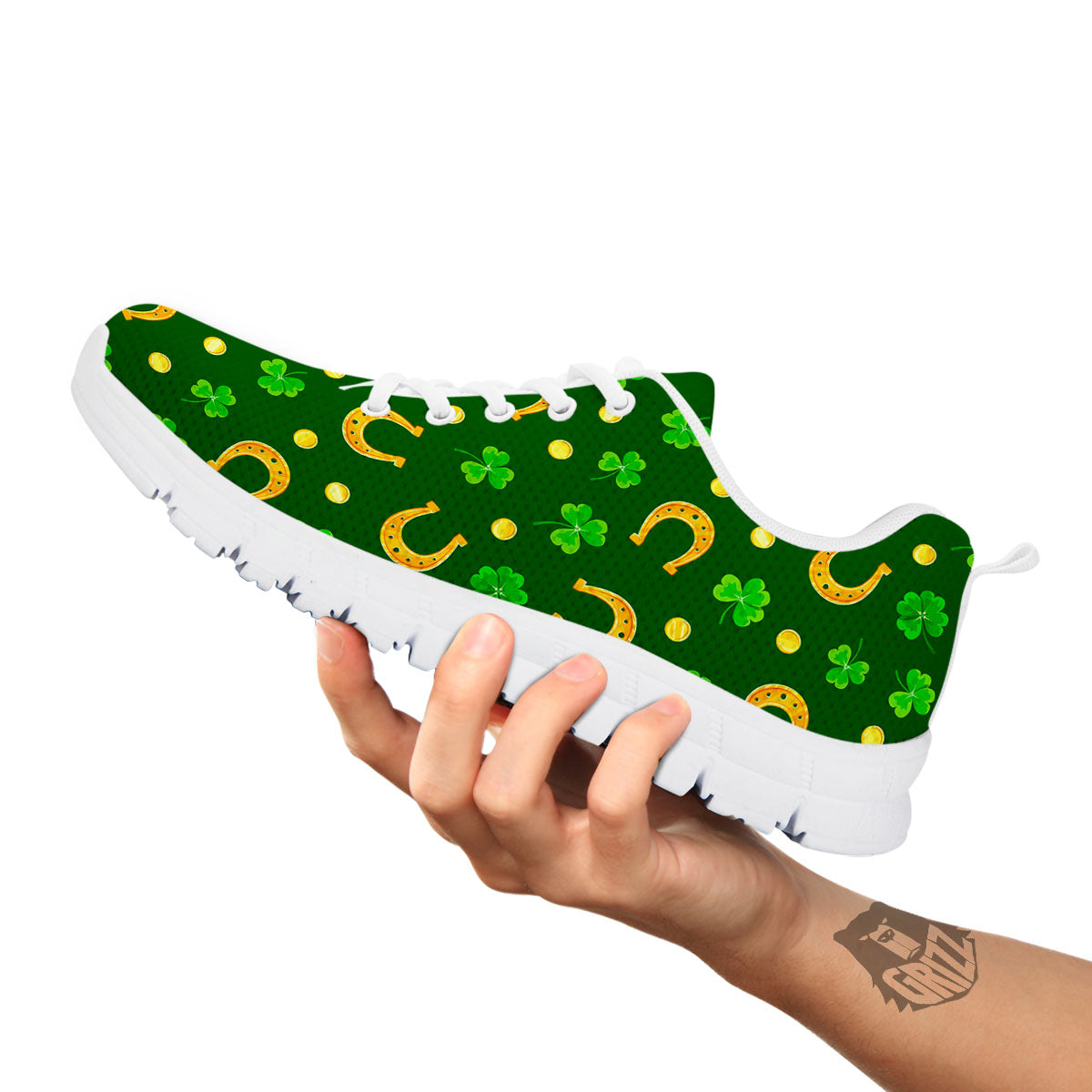 Saint Patrick's Day Irish Print Pattern White Sneaker-grizzshop