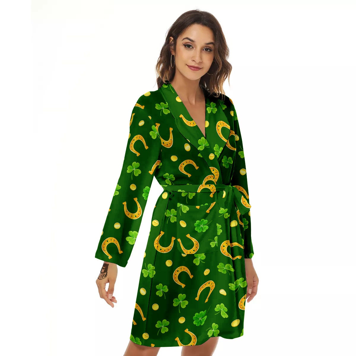 Saint Patrick's Day Irish Print Pattern Women's Robe-grizzshop