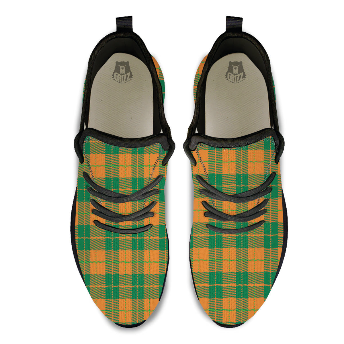 Saint Patrick's Day Irish Tartan Print Black Athletic Shoes-grizzshop