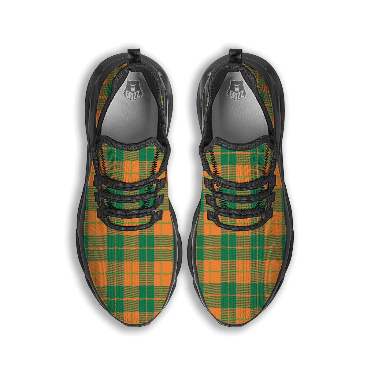 Saint Patrick's Day Irish Tartan Print Black Running Shoes-grizzshop