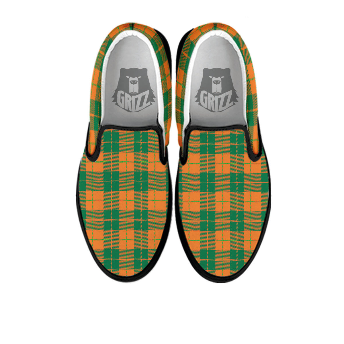 Saint Patrick's Day Irish Tartan Print Black Slip On Shoes-grizzshop