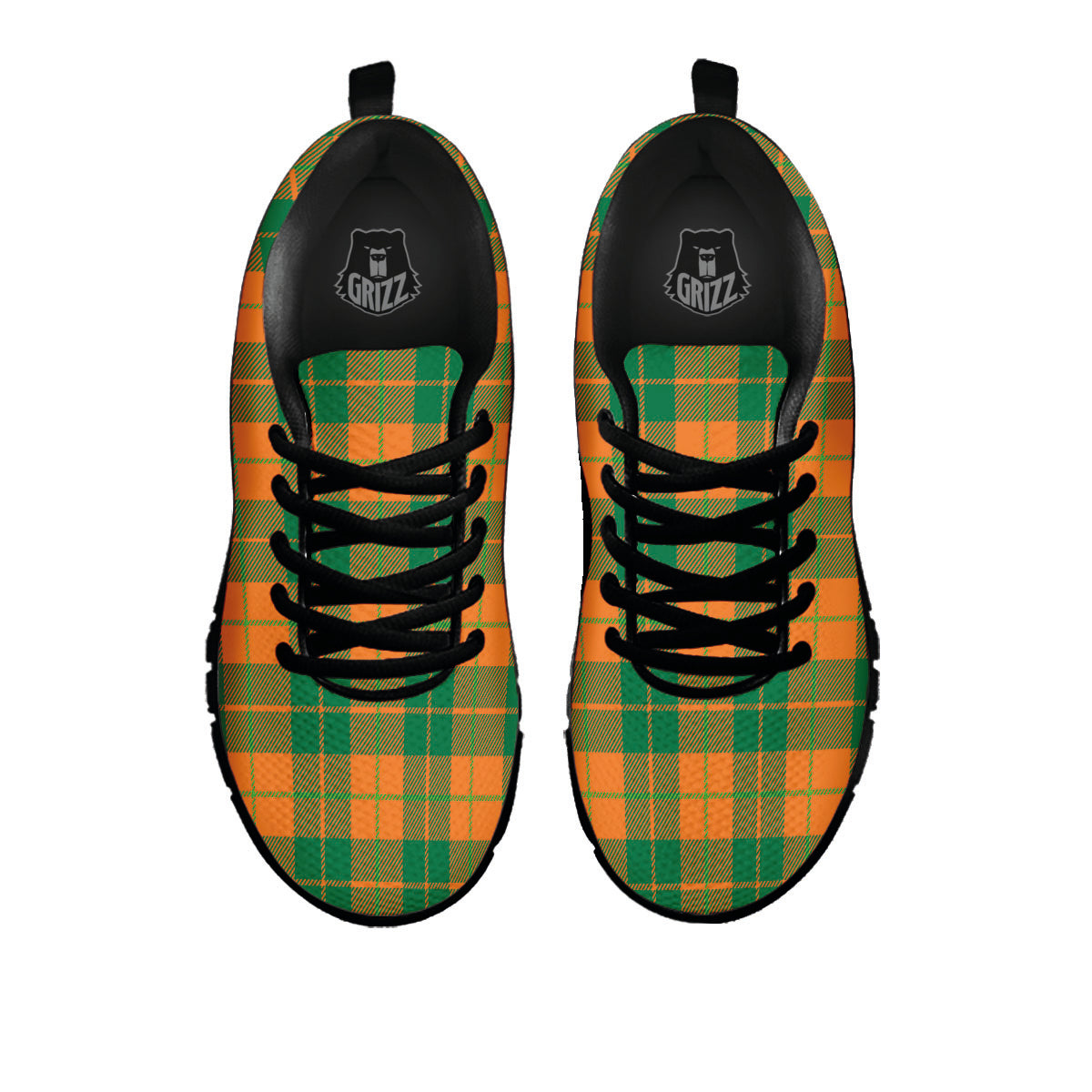 Saint Patrick's Day Irish Tartan Print Black Sneaker-grizzshop