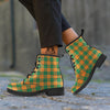 Saint Patrick's Day Irish Tartan Print Leather Boots-grizzshop