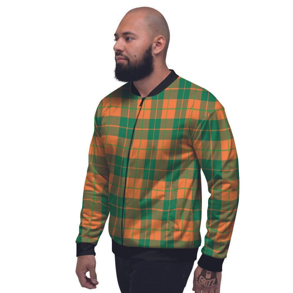 Saint Patrick's Day Irish Tartan Print Men's Bomber Jacket-grizzshop