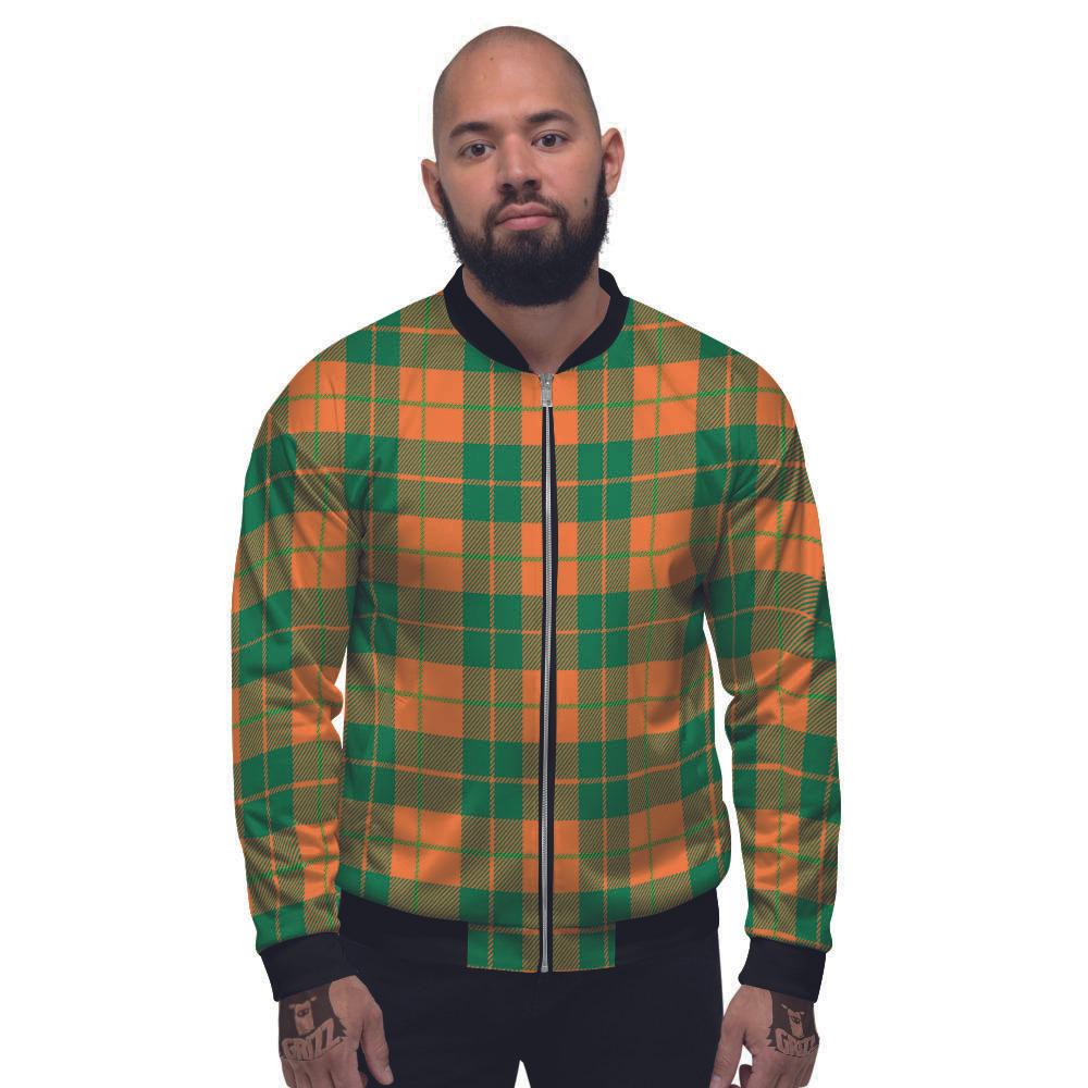 Saint Patrick's Day Irish Tartan Print Men's Bomber Jacket-grizzshop