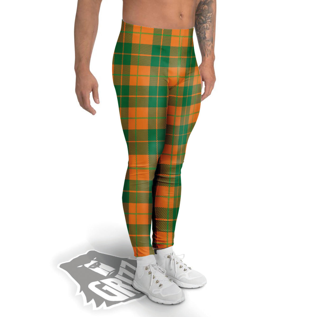 Saint Patrick's Day Irish Tartan Print Men's Leggings-grizzshop