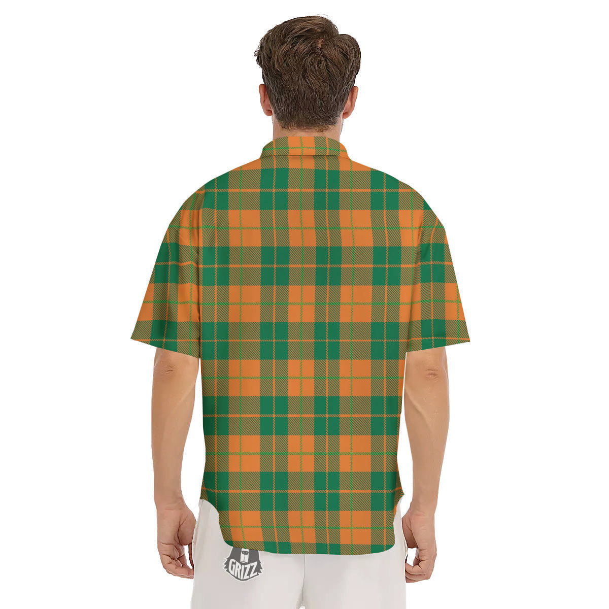 Saint Patrick's Day Irish Tartan Print Men's Short Sleeve Shirts-grizzshop