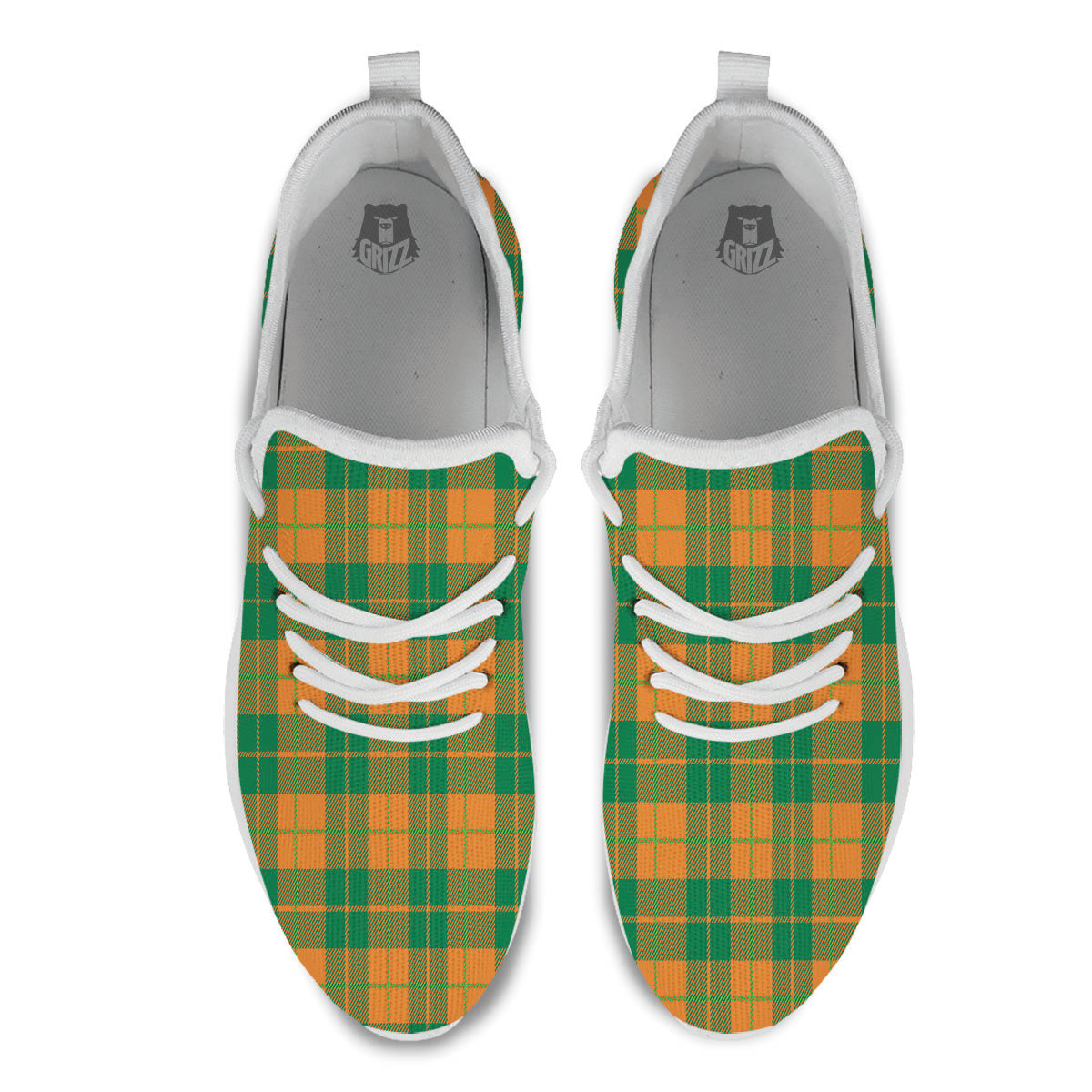 Saint Patrick's Day Irish Tartan Print White Athletic Shoes-grizzshop