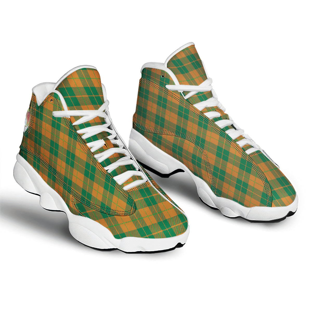 Saint Patrick's Day Irish Tartan Print White Basketball Shoes-grizzshop