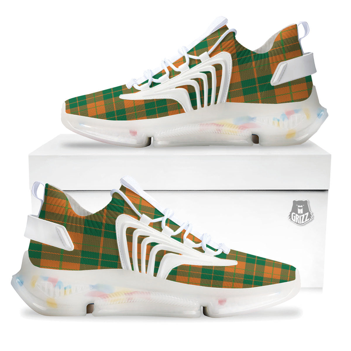 Saint Patrick's Day Irish Tartan Print White Gym Shoes-grizzshop