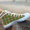 Saint Patrick's Day Irish Tartan Print White High Top Shoes-grizzshop