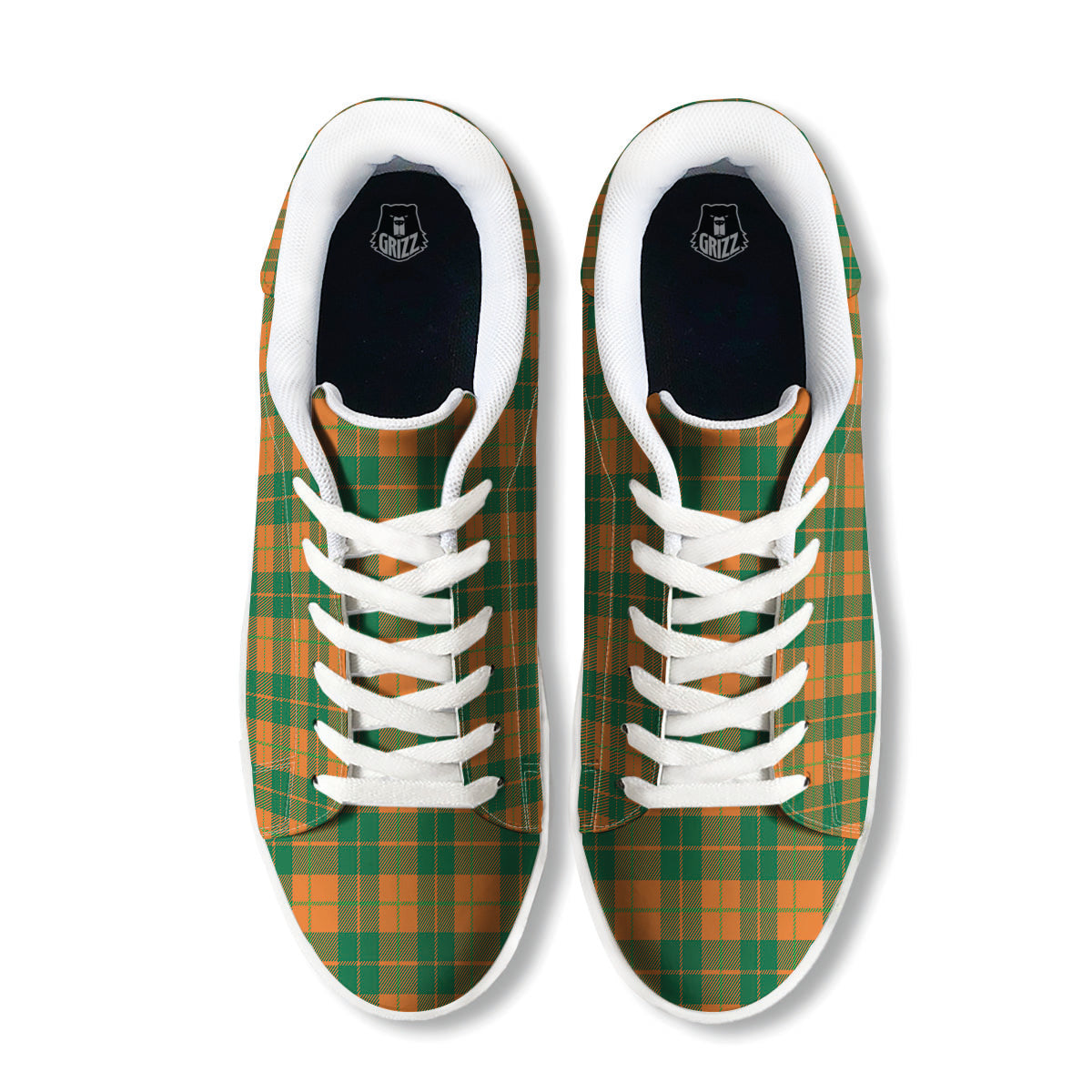 Saint Patrick's Day Irish Tartan Print White Low Top Sneakers-grizzshop