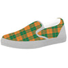 Saint Patrick's Day Irish Tartan Print White Slip On Shoes-grizzshop