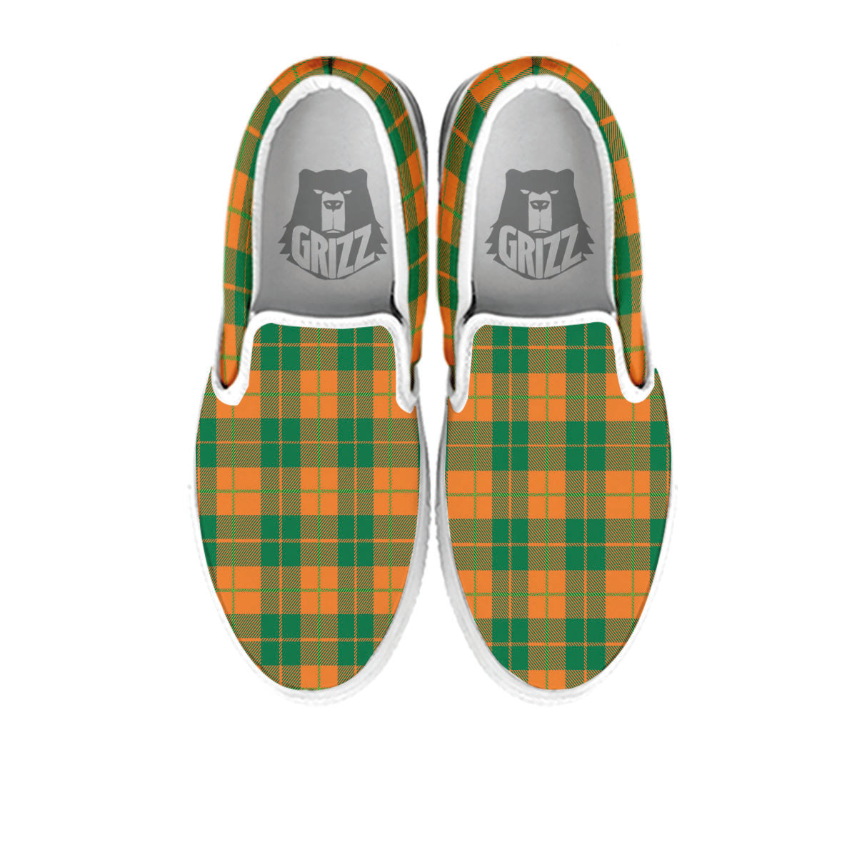 Saint Patrick's Day Irish Tartan Print White Slip On Shoes-grizzshop