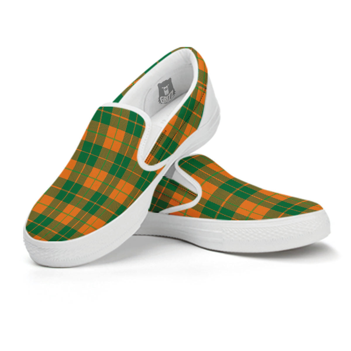 Saint Patrick's Day Irish Tartan Print White Slip On Shoes-grizzshop