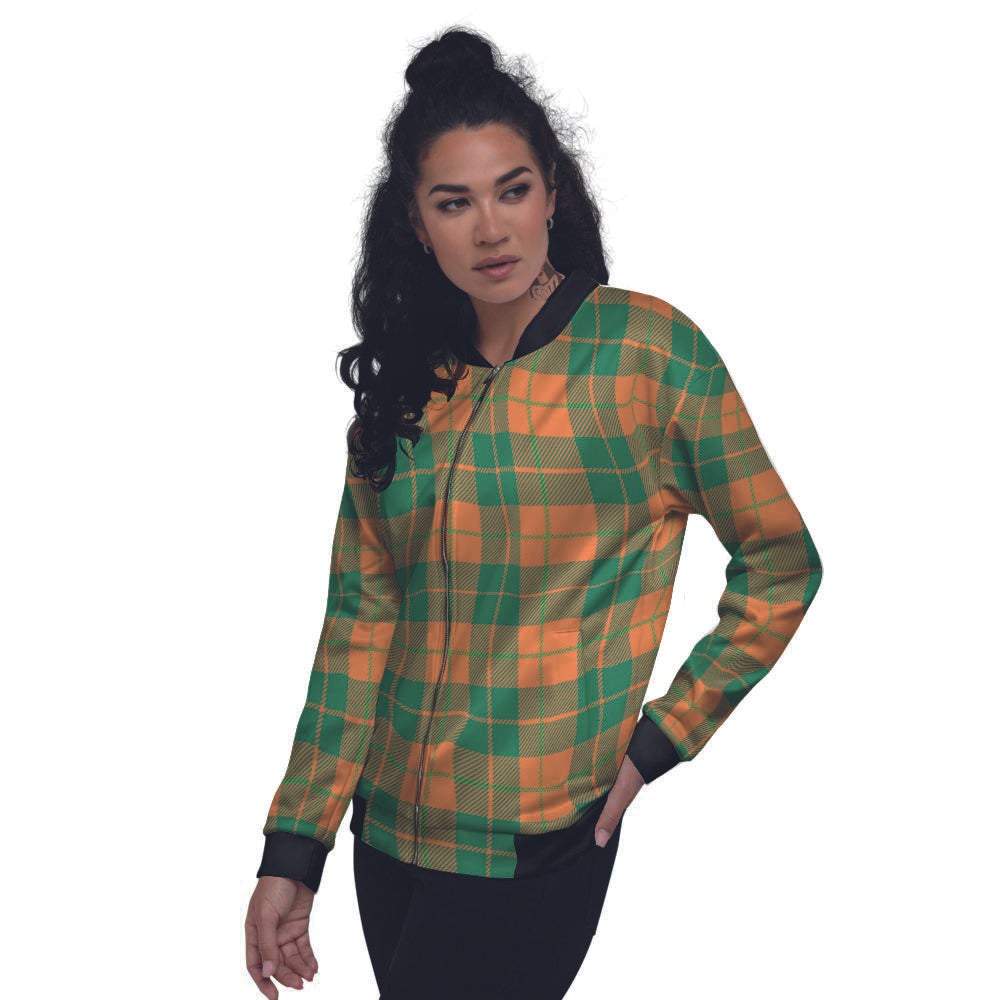 Saint Patrick's Day Irish Tartan Print Women's Bomber Jacket-grizzshop