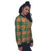 Saint Patrick's Day Irish Tartan Print Women's Bomber Jacket-grizzshop