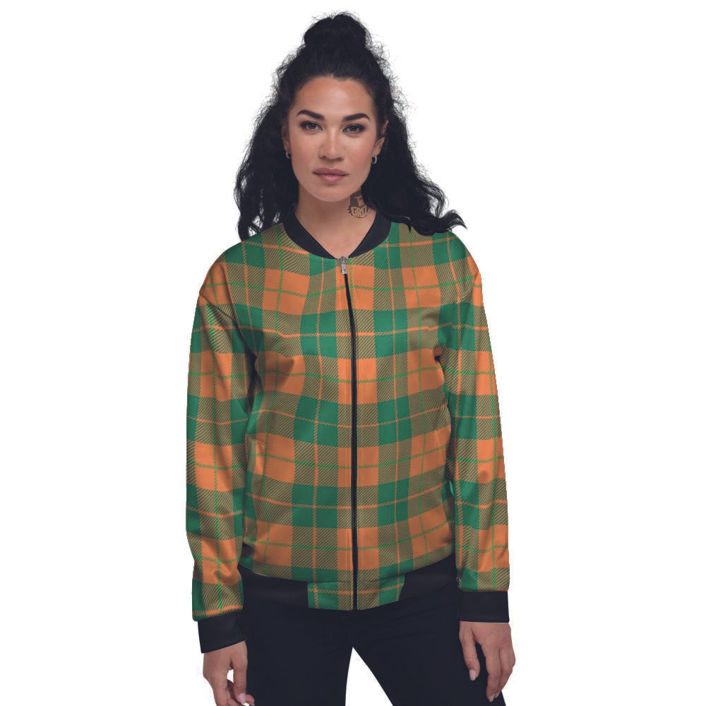 Saint Patrick's Day Irish Tartan Print Women's Bomber Jacket-grizzshop