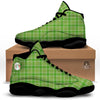 Saint Patrick's Day Shamrock Plaid Print Pattern Black Basketball Shoes-grizzshop