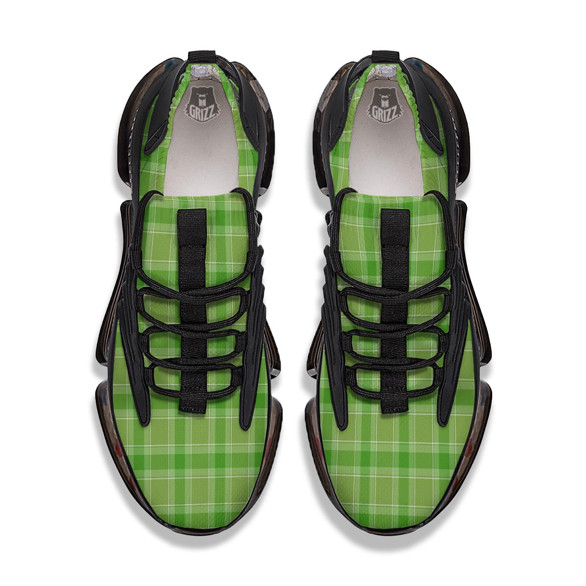 Saint Patrick's Day Shamrock Plaid Print Pattern Black Gym Shoes-grizzshop