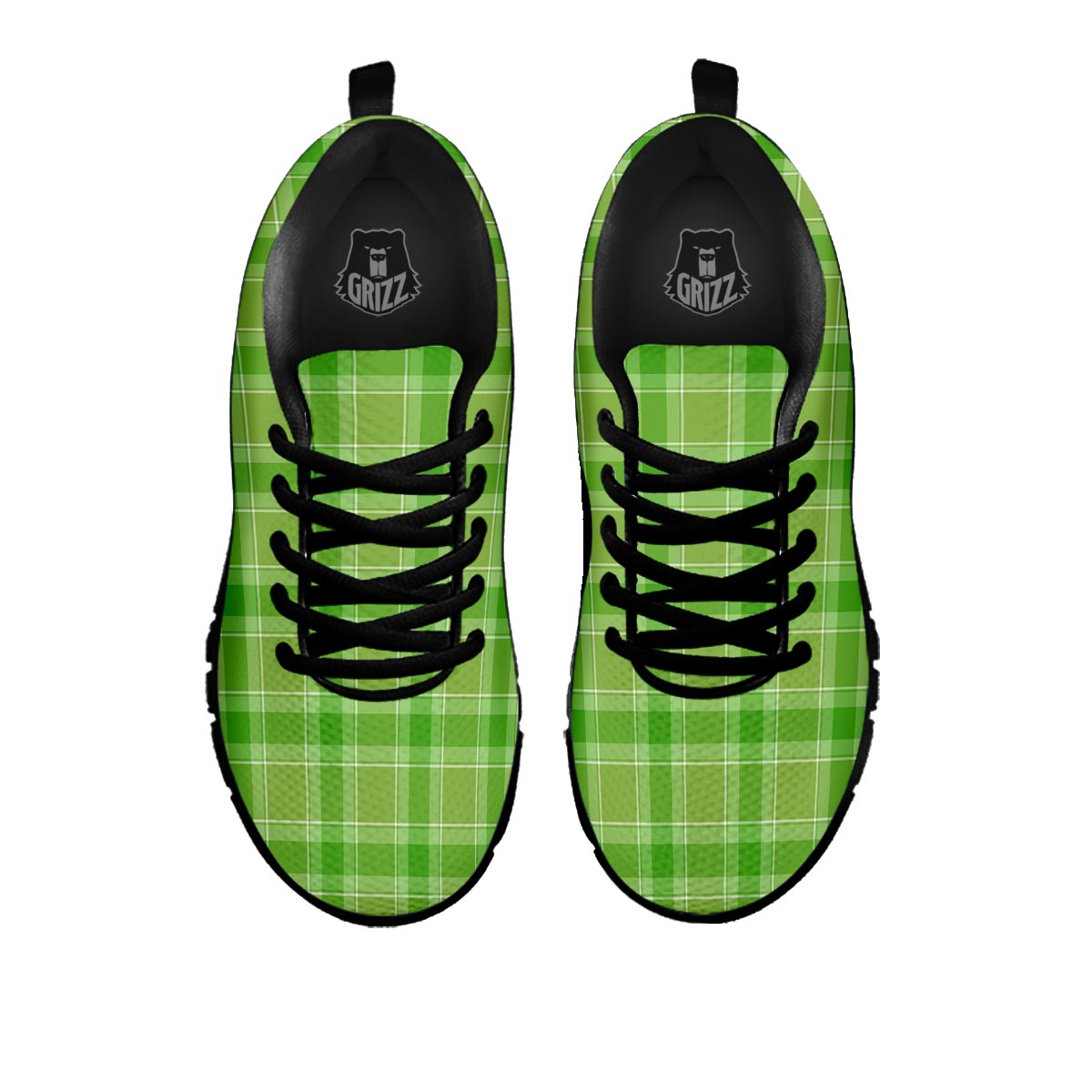 Saint Patrick's Day Shamrock Plaid Print Pattern Black Sneaker-grizzshop