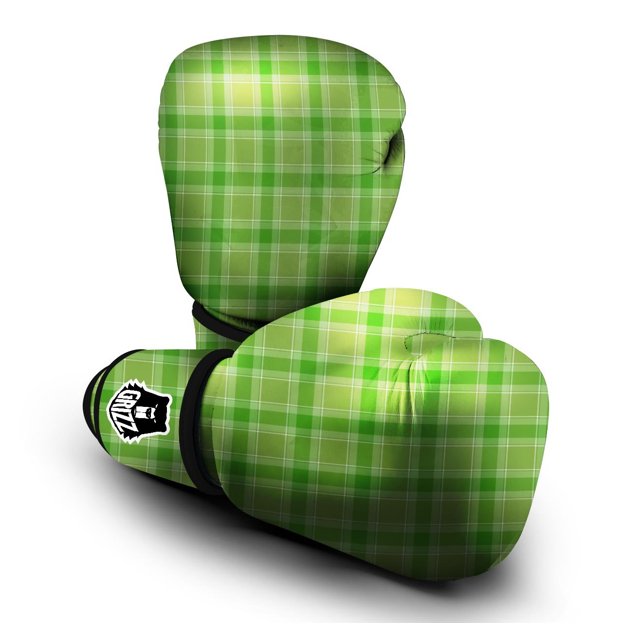 Saint Patrick's Day Shamrock Plaid Print Pattern Boxing Gloves-grizzshop