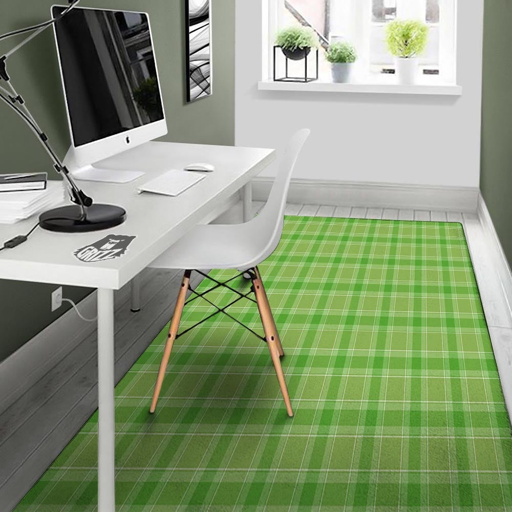 Saint Patrick's Day Shamrock Plaid Print Pattern Floor Mat-grizzshop