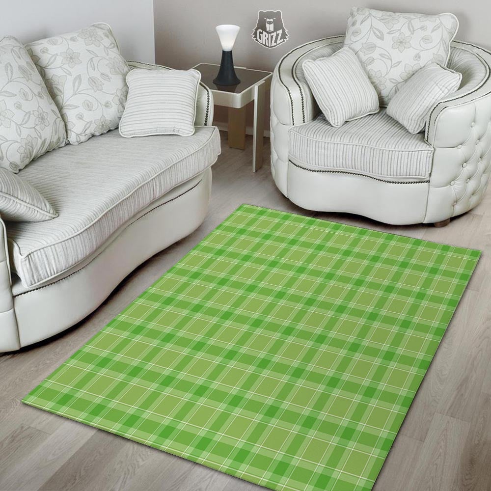 Saint Patrick's Day Shamrock Plaid Print Pattern Floor Mat-grizzshop